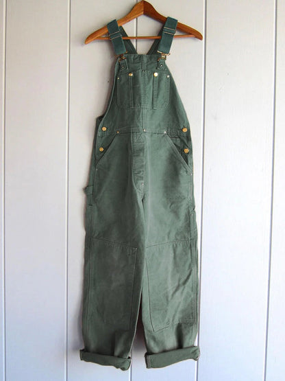 Relaxed Wide Leg Utility Bib Overalls for Women with Adjustable Straps and Patch Pockets for Work and Gardening