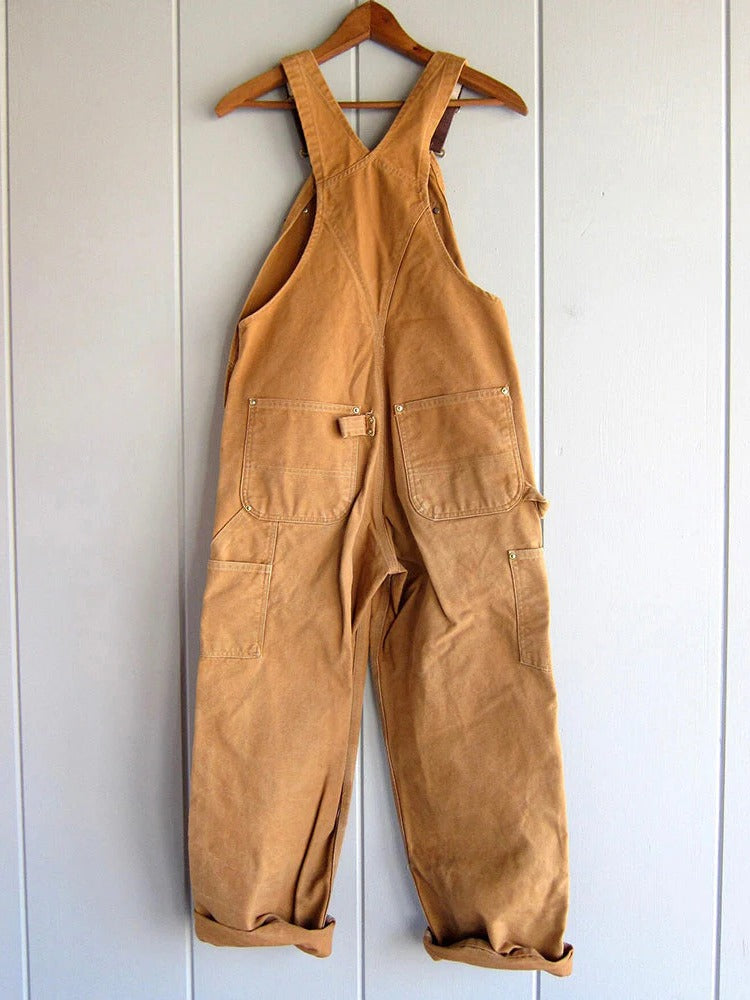 Relaxed Wide Leg Utility Bib Overalls for Women with Adjustable Straps and Patch Pockets for Work and Gardening