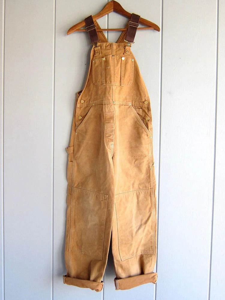 Relaxed Wide Leg Utility Bib Overalls for Women with Adjustable Straps and Patch Pockets for Work and Gardening