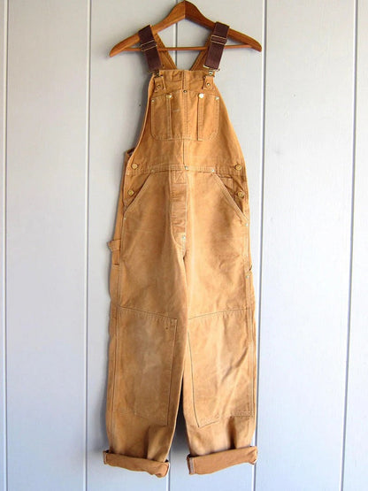 Relaxed Wide Leg Utility Bib Overalls for Women with Adjustable Straps and Patch Pockets for Work and Gardening