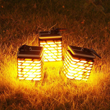Outdoor Solar Lantern with Automatic Dusk-to-Dawn Sensor and Decorative Grooved Pattern