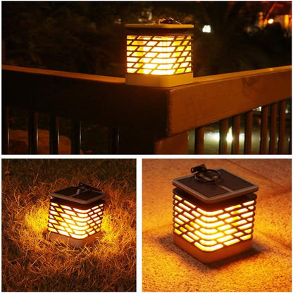 Outdoor Solar Lantern with Automatic Dusk-to-Dawn Sensor and Decorative Grooved Pattern