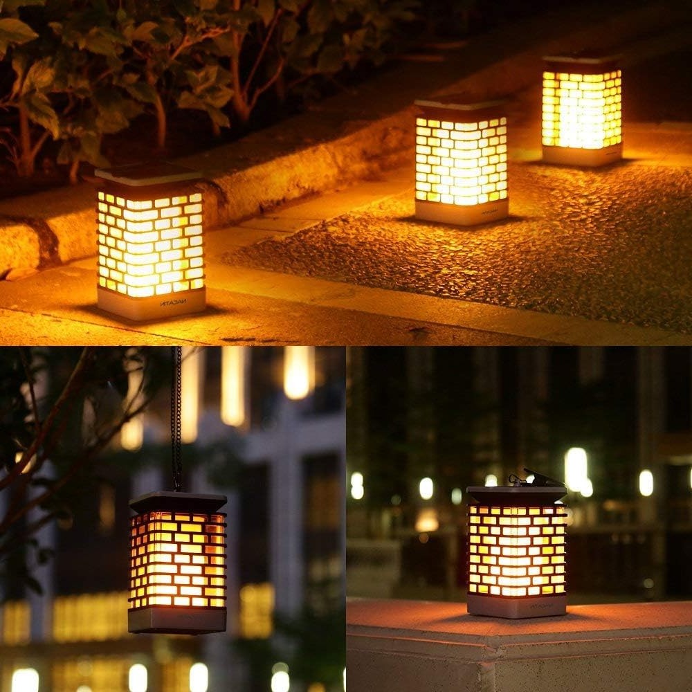 Outdoor Solar Lantern with Automatic Dusk-to-Dawn Sensor and Decorative Grooved Pattern