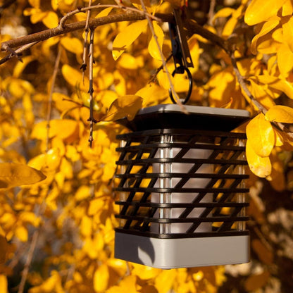Outdoor Solar Lantern with Automatic Dusk-to-Dawn Sensor and Decorative Grooved Pattern