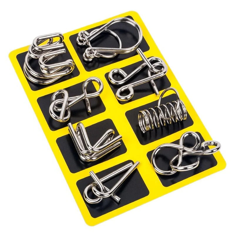 8 Piece Metal Puzzle Ring Set Brain Teaser Toys
