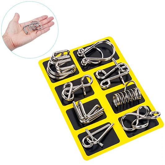 8 Piece Metal Puzzle Ring Set Brain Teaser Toys
