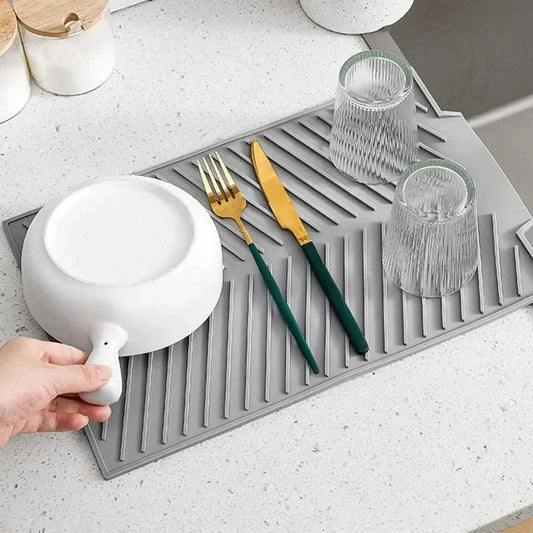 Silicone Dish Drying Mat with Drain Design