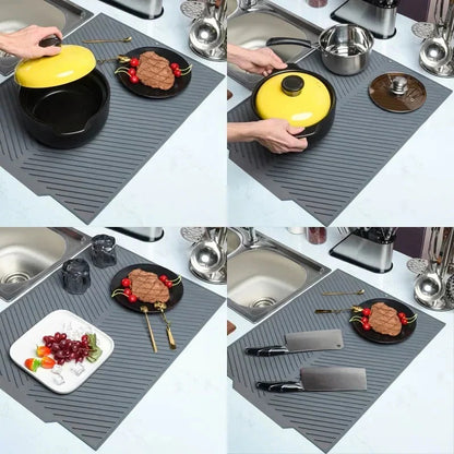 Silicone Dish Drying Mat with Drain Design