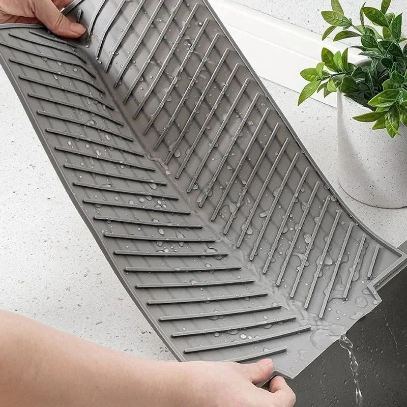 Silicone Dish Drying Mat with Drain Design
