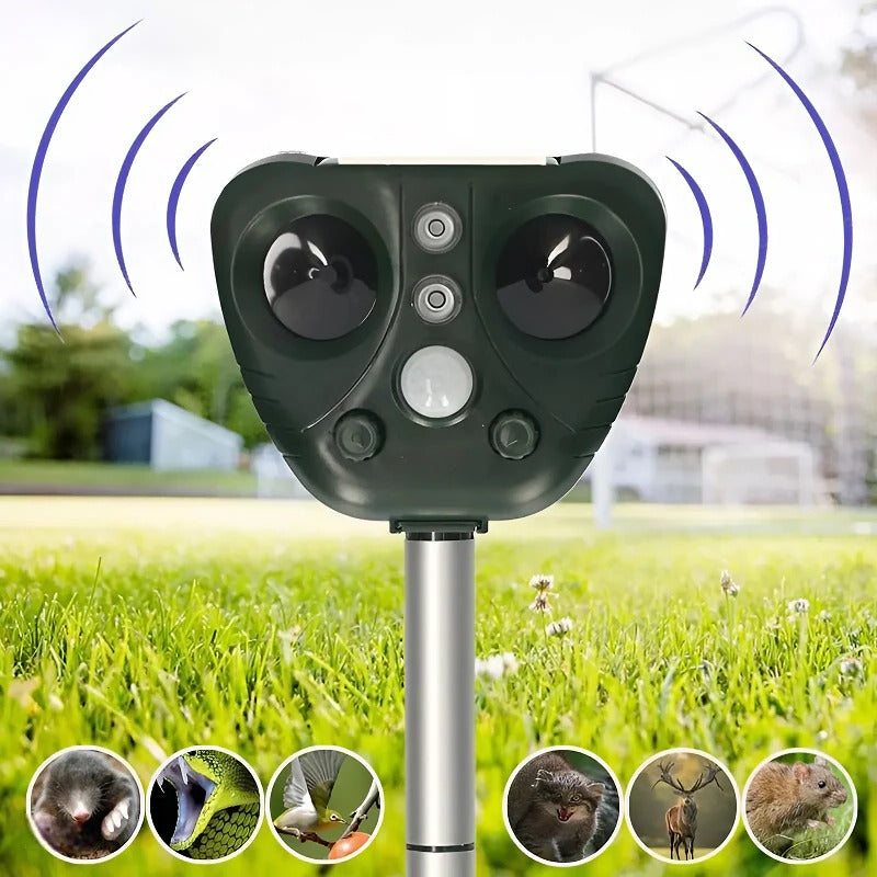 Solar Ultrasonic Bird Repeller with LED Lights and Adjustable Modes