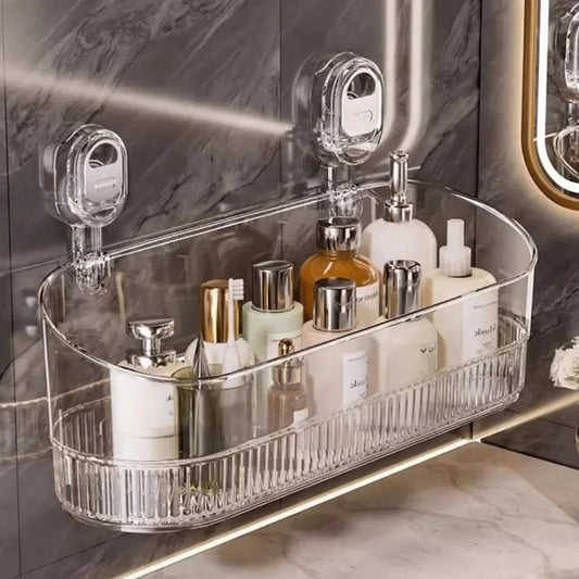 Multipurpose Suction Cup Bathroom Storage Rack with 11lbs Capacity