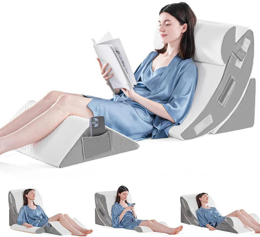 Orthopedic Bed Wedge Pillow Set for Multi-Position Support, 4 Piece