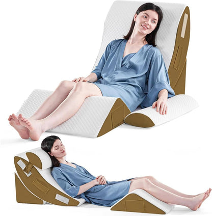 Orthopedic Bed Wedge Pillow Set for Multi-Position Support, 4 Piece