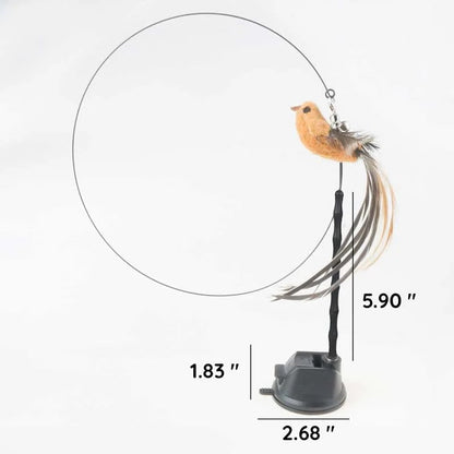 Interactive Cat Toy with Flexible Wire and Five Replaceable Birds, Suction Cup Base