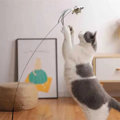 Interactive Cat Toy with Flexible Wire and Five Replaceable Birds, Suction Cup Base