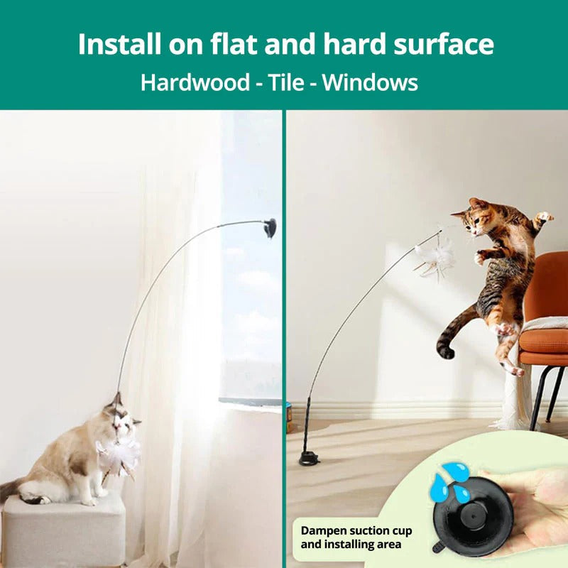 Interactive Cat Toy with Flexible Wire and Five Replaceable Birds, Suction Cup Base