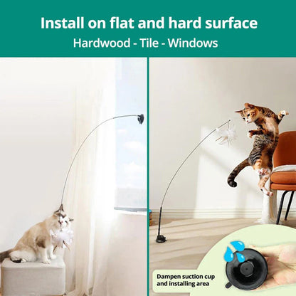 Interactive Cat Toy with Flexible Wire and Five Replaceable Birds, Suction Cup Base