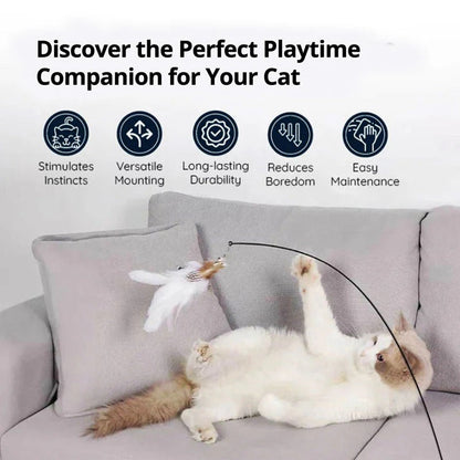 Interactive Cat Toy with Flexible Wire and Five Replaceable Birds, Suction Cup Base
