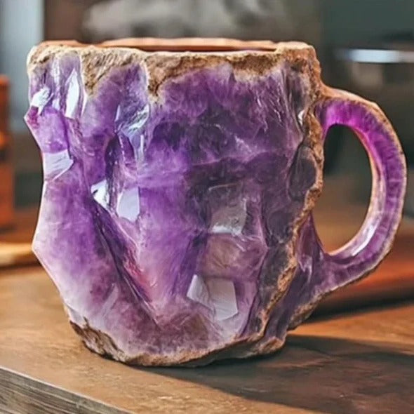 Faceted Mineral Crystal Coffee Mug – Elegant Glass Cup