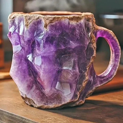 Faceted Mineral Crystal Coffee Mug – Elegant Glass Cup