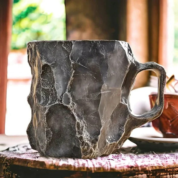Faceted Mineral Crystal Coffee Mug – Elegant Glass Cup