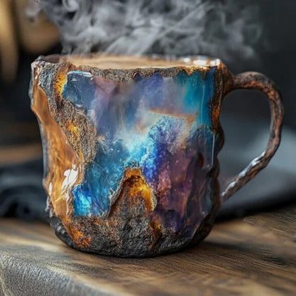 Faceted Mineral Crystal Coffee Mug – Elegant Glass Cup