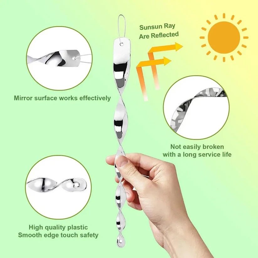 Rod Rotation Prevention Reflective Spiral Rod Bird Deterrent with Wind-Powered Rotation and Si ...