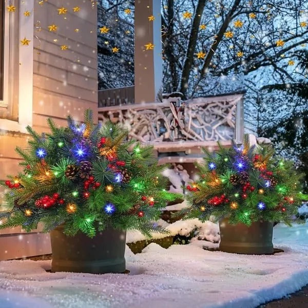 Evergreen Urn Filler with 35 Warm White LED Lights and Automatic Timer