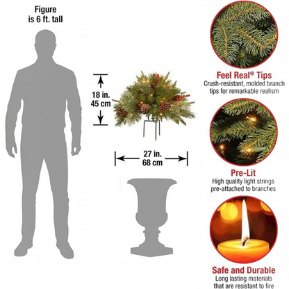 Evergreen Urn Filler with 35 Warm White LED Lights and Automatic Timer