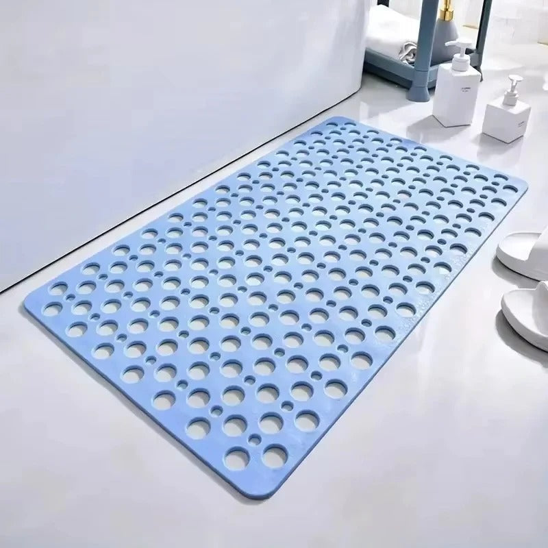 Square Shower Mat with Textured Grip Surface and Suction Cup Base