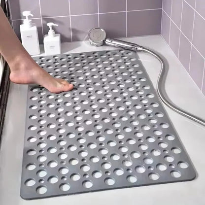 Square Shower Mat with Textured Grip Surface and Suction Cup Base