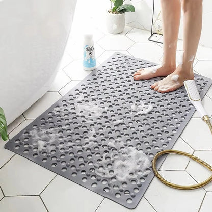 Square Shower Mat with Textured Grip Surface and Suction Cup Base