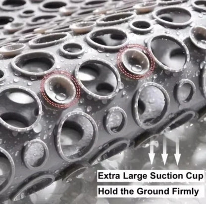 Square Shower Mat with Textured Grip Surface and Suction Cup Base