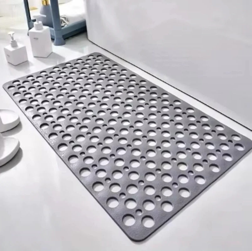 Square Shower Mat with Textured Grip Surface and Suction Cup Base