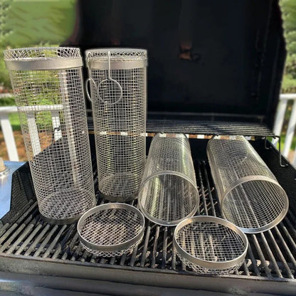 Durable BBQ Grill Basket with Rotating Design for Outdoor Grilling