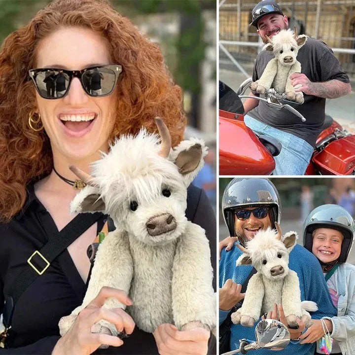 Handcrafted Highland Cow Plush with Floral Headpiece