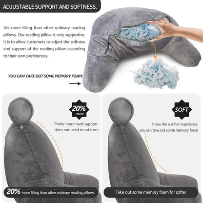 Upright Reading Pillow – Bed Rest Cushion with Arm Support