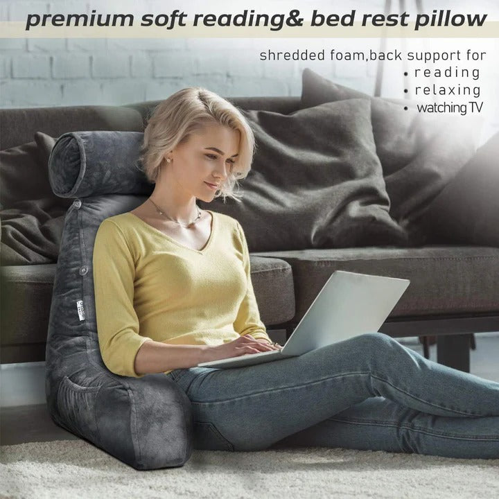Upright Reading Pillow – Bed Rest Cushion with Arm Support