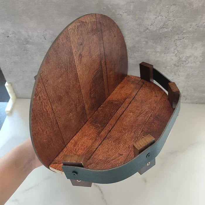 Rustic Whiskey Barrel Shelf – Bourbon Bottle Wall Display Rack