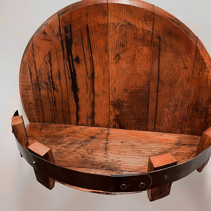 Rustic Whiskey Barrel Shelf – Bourbon Bottle Wall Display Rack