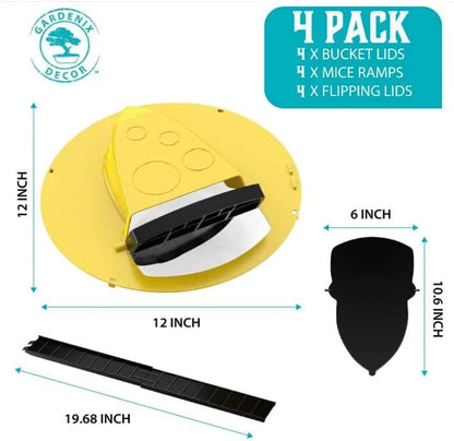 Humane Mouse Trap Bucket Lid System Four Pack for Pests