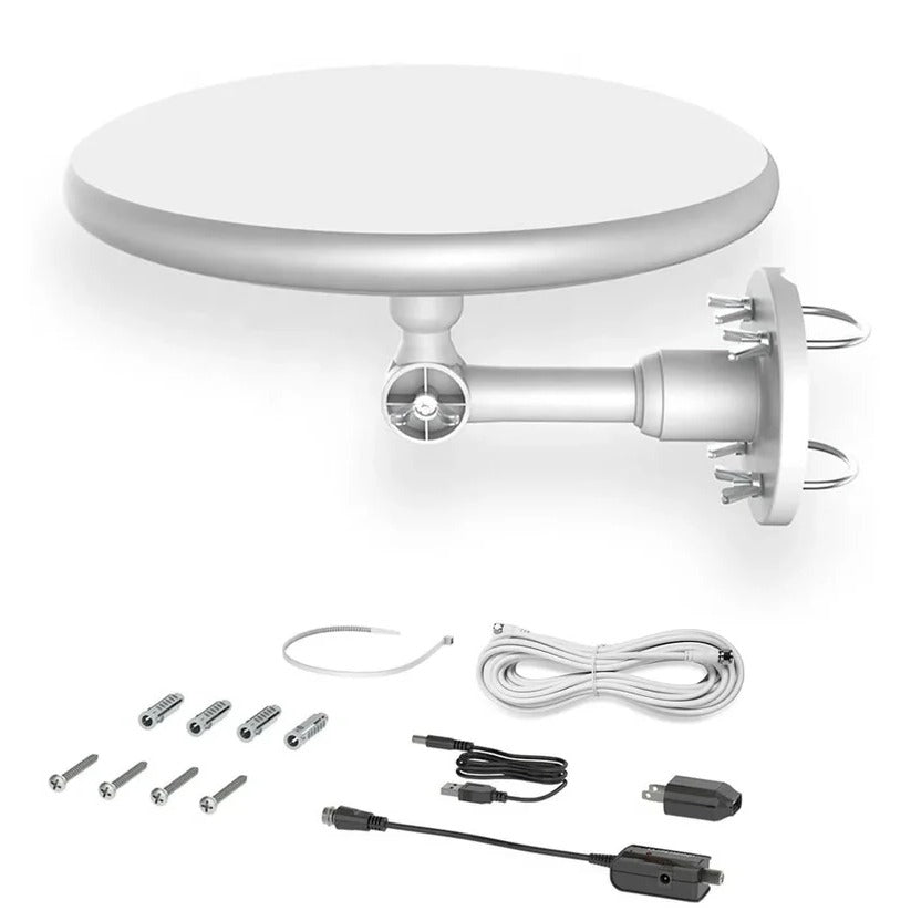 Outdoor Digital HD TV Antenna with 360 Degree Reception, Signal Amplifier, and 40 Foot Cable