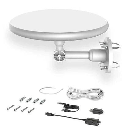 Outdoor Digital HD TV Antenna with 360 Degree Reception, Signal Amplifier, and 40 Foot Cable