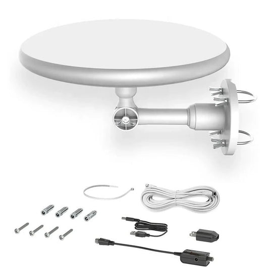 Outdoor Digital HD TV Antenna with 360 Degree Reception, Signal Amplifier, and 40 Foot Cable