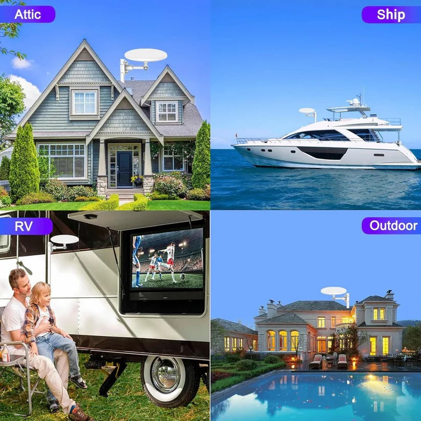 Outdoor Digital HD TV Antenna with 360 Degree Reception, Signal Amplifier, and 40 Foot Cable
