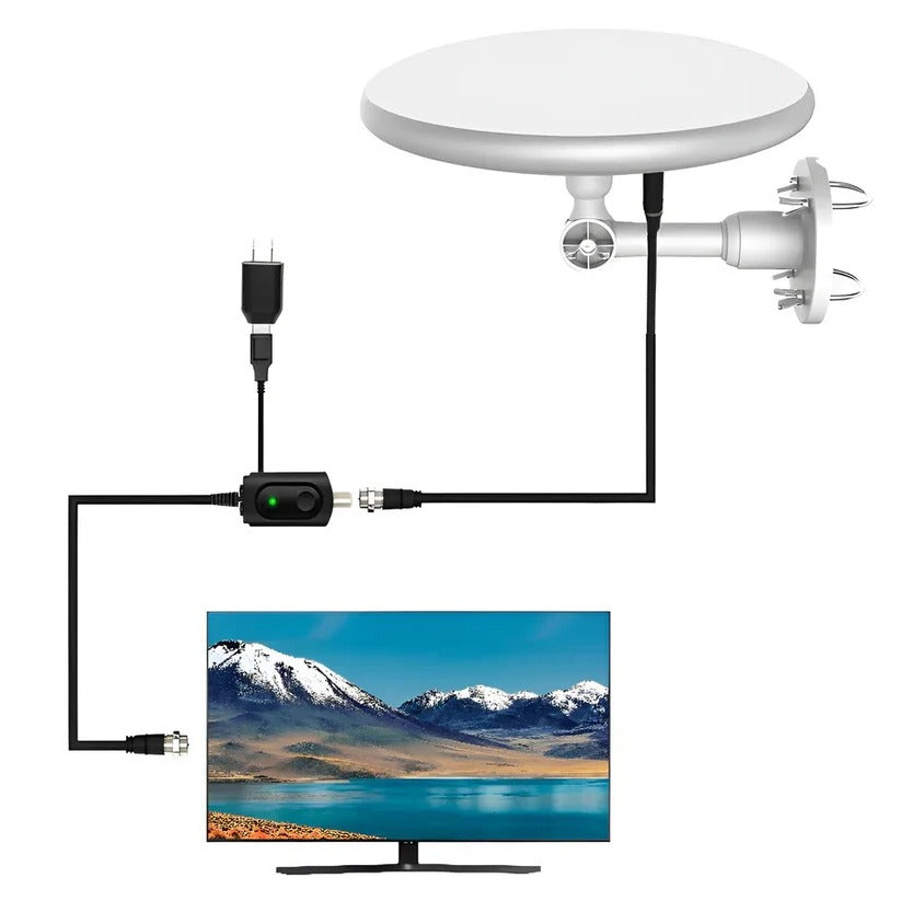 Outdoor Digital HD TV Antenna with 360 Degree Reception, Signal Amplifier, and 40 Foot Cable