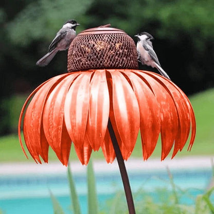 Decorative Metal Coneflower Bird Feeder Garden Stake