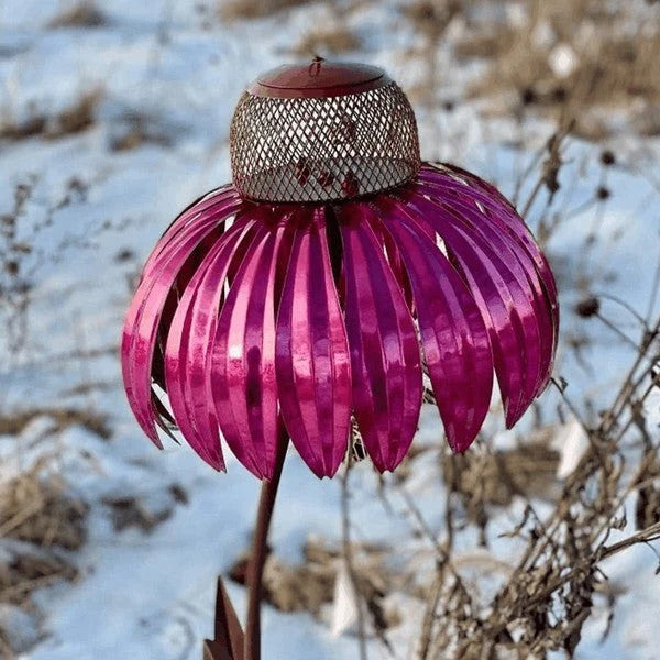 Decorative Metal Coneflower Bird Feeder Garden Stake