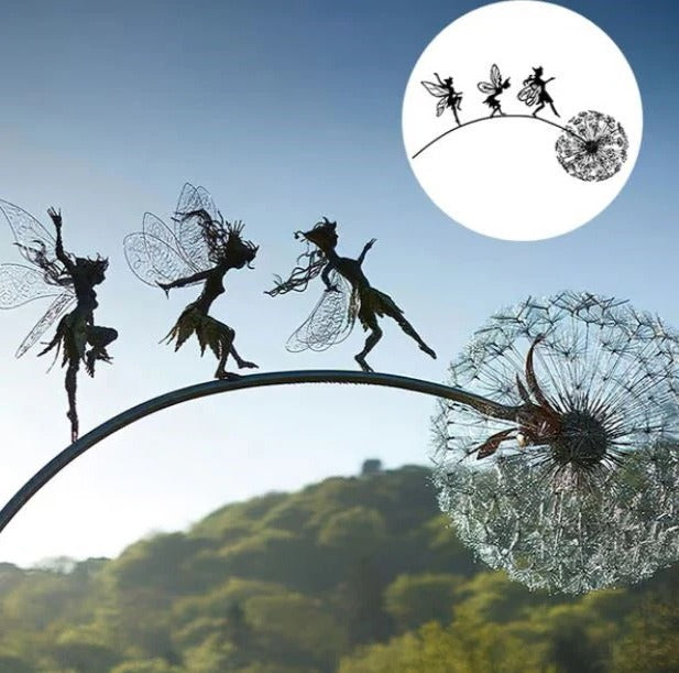 Durable Steel Fairy Garden Sculptures For Lawn Decoration