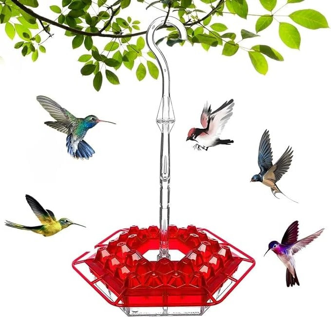 Hanging Hummingbird Feeder with Ant Guard and Resting Perch